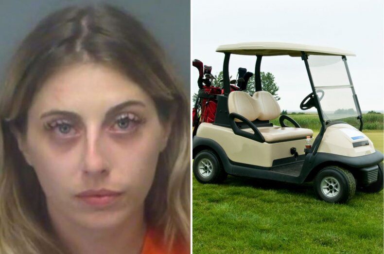 See pics: woman, 28, drives golf cart into Florida 